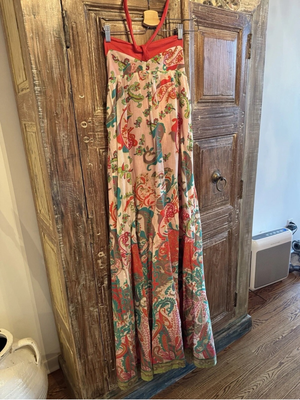 Mango Floral paisley boho halter Maxi Dress Size XS